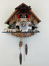 Quartz Cuckoo Clock – Moving Train Chalet – 13.5-inch Height with 12 Melodies – By River City Clocks
