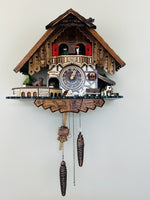 Quartz Cuckoo Clock – 12 Melody Chalet – 13.5-inch Height with Moving Train – By River City Clocks