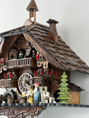 Animated Chalet Cuckoo Clock 13-Inch with Waterwheel & 12 Melodies by River City Clocks