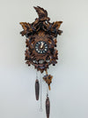 Aesop’s Fable 15" Cuckoo Clock – Hand-Carved Maple Leaves, Grapes, Bird & Fox by River City Clocks