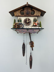 Animated Chalet Desktop Cuckoo Clock 10 Inch With Rocking Horse Girl, 12 Melody Selection, Volume Control By River City Clocks