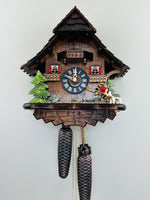 14" Wooden Cuckoo Clock with Animated Fisherman & Cottage Scene
