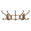 Uttermost 04214 Starling Gold Wall Mounted Coat Rack with Curved Antique Brass Hooks