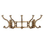 Uttermost 04214 Starling Gold Wall Mounted Coat Rack with Curved Antique Brass Hooks