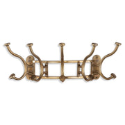 Uttermost 04214 Starling Gold Wall Mounted Coat Rack with Curved Antique Brass Hooks