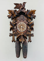 Eight Day Cuckoo Clock With 13 Inch Height Five Hand-Carved Maple Leaves and One Bird By River City Clocks