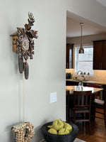 Eight Day Hunter's Cuckoo Clock – 15 in Hand-carved Hunting Design – Maple Leaves, Rifles, and Buck By River City Clocks
