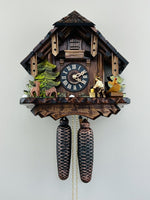Wooden Cuckoo Clock Cottage With 12 Inch Height Man Chopping Wood Hourly Action By River City Clocks