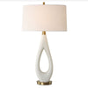 Uttermost 30387 Promenade White Table Lamp in Rice Stone with Antique Brass Accents