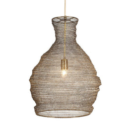 Woven metal pendant light