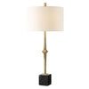 Uttermost 30410 Suranne Antique Brass Table Lamp with Black Marble Base and White Linen Shade