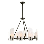 Uttermost 21381 Ellipse 10 Light Dark Bronze Chandelier with White Swirl Glass Shades