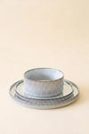 3-Piece Blue Ceramic Dinnerware Set 10" H With Ridged Detailing by Kalalou