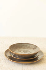 Brown Glazed Ceramic Dinnerware Set of 3- 10.5" H for Everyday Dining by Kalalou