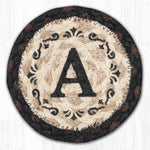 Earth Rugs Monogram Braided Jute Coaster – Rustic Farmhouse Style, 5"x5" Hand Stenciled Personalized Design