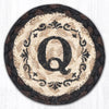 Earth Rugs Q Monogram Jute Coaster – Rustic 5 Inch Table Decor