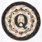 Earth Rugs Q Monogram Jute Coaster – Rustic 5 Inch Table Decor