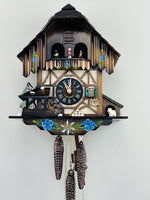 One Day Musical Cuckoo Clock Cottage – 12 in Dancers & Moving Waterwheel – Hand-painted Flowers By River City Clocks