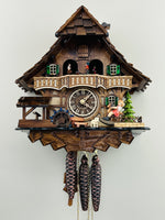 Musical Chalet Cuckoo Clock with Waterwheel & Animated Figures – 13"