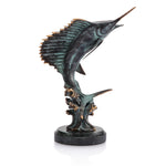 SPI Home Brass Feeding Frenzy Sailfish Figurine – 10" Ocean-Inspired Table Decor