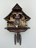 14" Musical Cuckoo Clock Cottage – Rocking Horse Boy, Waterwheel & Dancers