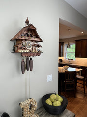 Cuckoo Clock with Moving Woodchopper and Rotating Dancers 18.5 Inch Height Cottage Style By River City Clocks