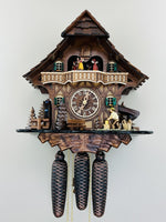 Eight Day Mechanical Cuckoo Clock With 13 Inch Height Cottage And Woodchopper By River City Clocks