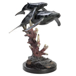 SPI Home Brass Humpback Whales Figurine – 11" Ocean Duo Sculpture for Nautical or Coastal Decor