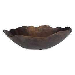 Uttermost Rich Bronze Wavy Edge Hammered Texture Obscura Decorative Outdoor Bowl