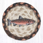 Earth Rugs Coastal Pink Salmon Coaster – 7" Round Jute Drink Mat with Hand-Stenciled Design