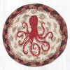 Red octopus rustic nautical square coaster 5 inch