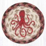 Earth Rugs Durable Red Octopus Coaster – Rustic Nautical Kitchen Accent 5"x5"