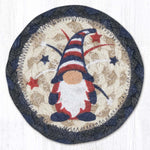 Earth Rugs Handmade Patriotic Gnome Coaster – Rustic Americana Kitchen Accent 5"x5"