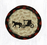 Primitive Country Coaster – Amish Buggy Print on Jute