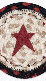 Square coaster with primitive star burgundy pattern