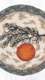 Festive rustic holiday coaster with ornament design