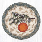Earth Rugs Ornament on Branch Printed Coaster – Rustic Christmas Accent 5"x5"