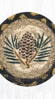 Square coaster with pinecone pattern