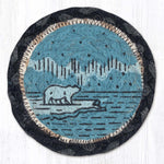 Earth Rugs Rustic Arctic Bear Design Jute Coaster 5"x5" Handmade Cabin Drink Mat