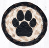 Rustic Farmhouse Dog Paw Coaster – 5"x5" Round Hand-Stenciled Natural Jute Braided Table Drink Mat