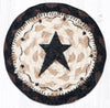 Earth Rugs Handcrafted Primitive Star Coaster – 5"x5" Black Braided Jute Round Rustic Country Style