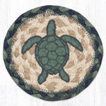 Earth Rugs Handmade Aqua Turtle Coaster 5"x5" Coastal Lodge Jute Table Protector