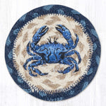 Earth Rugs Handmade Dark Blue Crab Coaster 5"x5" Coastal Lodge Jute Table Protector