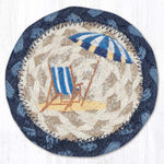 Earth Rugs Handmade Navy Beach Chair Coaster 5"x5" Coastal Lodge Jute Table Protector