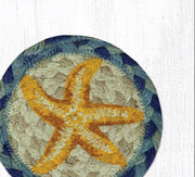 Ocean-Themed Jute Coaster – Blue Starfish Accent for Coastal Dining