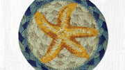Nautical Table Coaster – Braided Jute with Hand-Printed Starfish Design