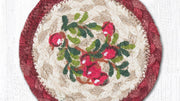 Farmhouse Cranberries Coaster – Hand-Printed Jute Square for Country Kitchens