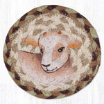 Earth Rugs Kid Goat Printed Coaster – Farm Animal Design on Braided Jute, Rustic Charm, 5"x5"