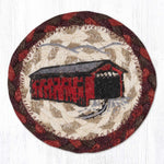 Earth Rugs Covered Bridge Printed Coaster – Rustic Country Scene on Braided Jute, Farmhouse Style, 5"x5"