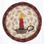 Earth Rugs Christmas Candle Printed Coaster – Holiday Braided Jute Accent with Rustic Charm, 5"x5"